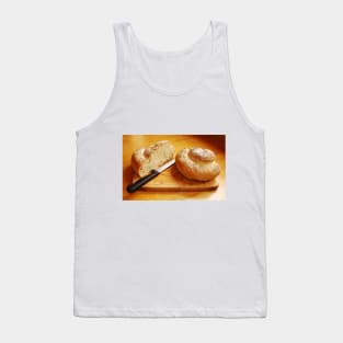 White Swirl Bread Loaf with Knife Tank Top